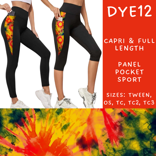 Batch #341 - Tie Dye Collection - Closes 5/19 - ETA early July - DYE12 Panel Pocket Full and Capri Length Leggings