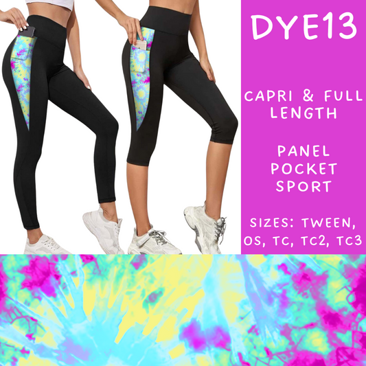Batch #341 - Tie Dye Collection - Closes 5/19 - ETA early July - DYE13 Panel Pocket Full and Capri Length Leggings