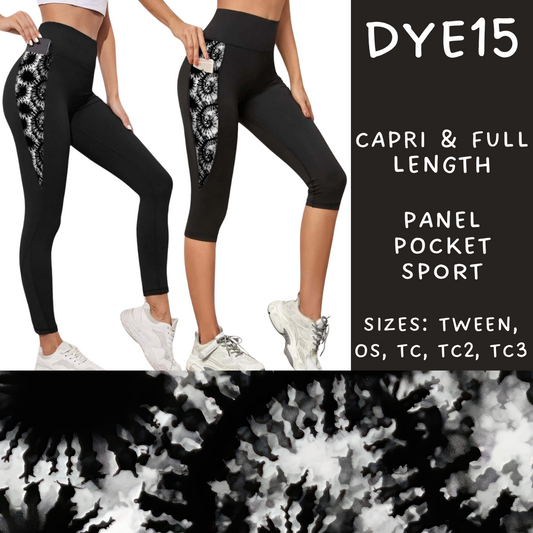 Batch #341 - Tie Dye Collection - Closes 5/19 - ETA early July - DYE15 Panel Pocket Full and Capri Length Leggings