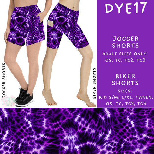 Batch #341 - Tie Dye Collection - Closes 5/19 - ETA early July - DYE17 Biker & Jogger Shorts