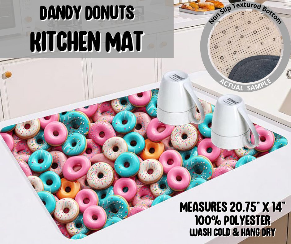 Preorder! Closes 5/22. ETA August. Dandy Donuts Kitchen Mat