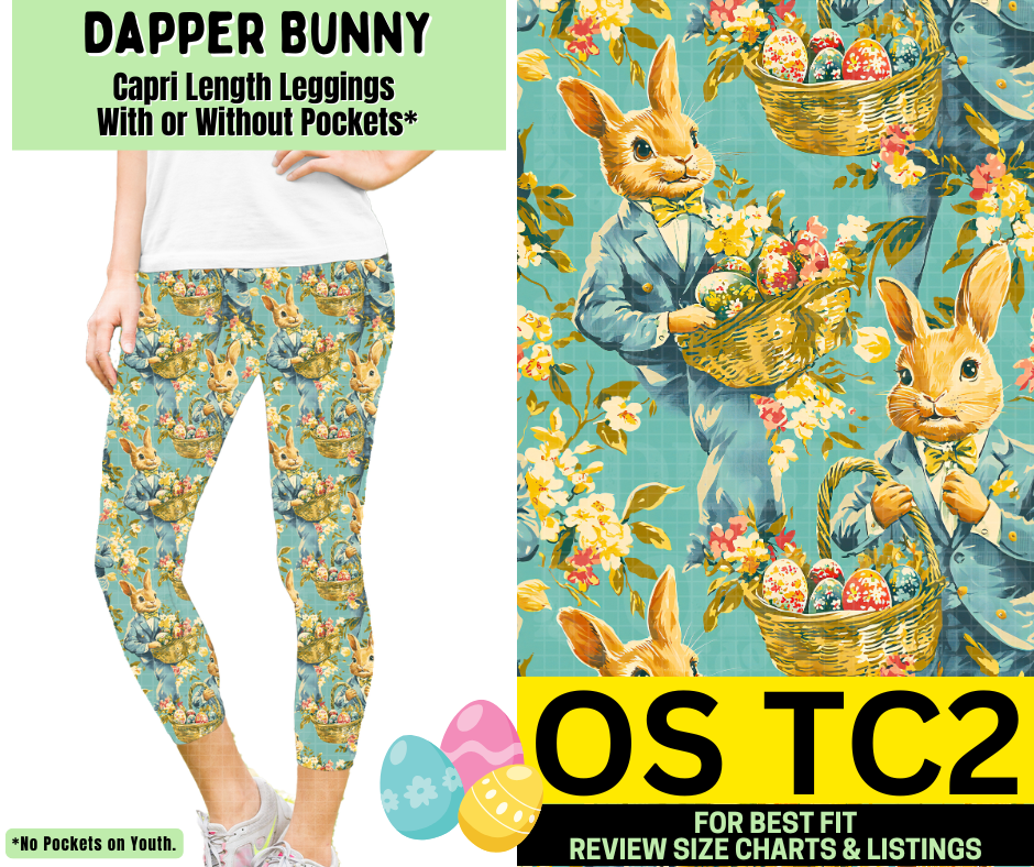 Dapper Bunny Capri Length Leggings w/ Pockets - Alonna's Legging Land