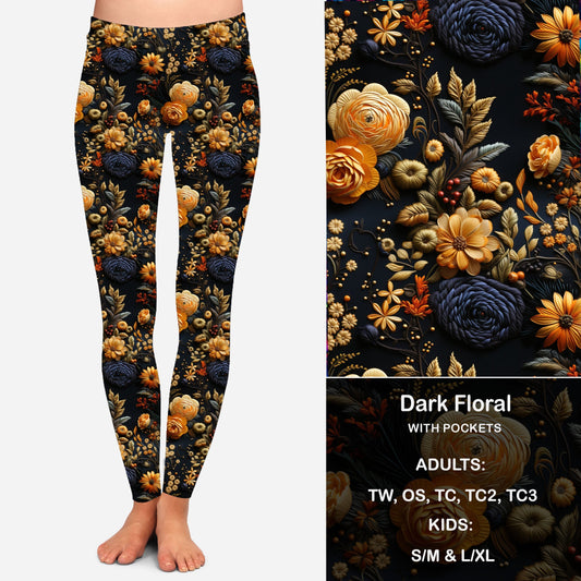 Dark Floral - Leggings with Pockets