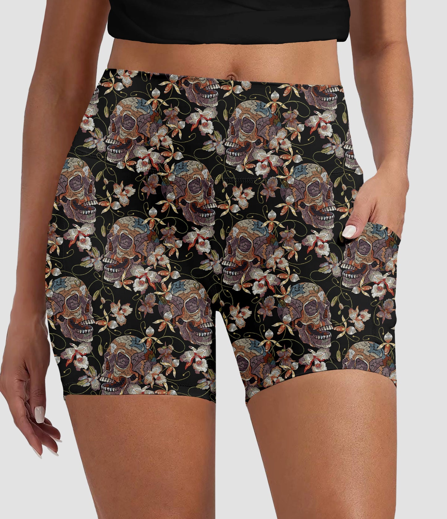 RTS - Deadly Bloom Biker Shorts with Pockets