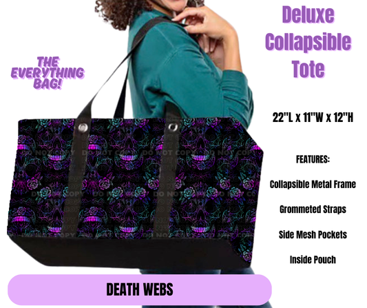 Preorder! Closes 5/19. ETA August. Death Webs Collapsible Tote