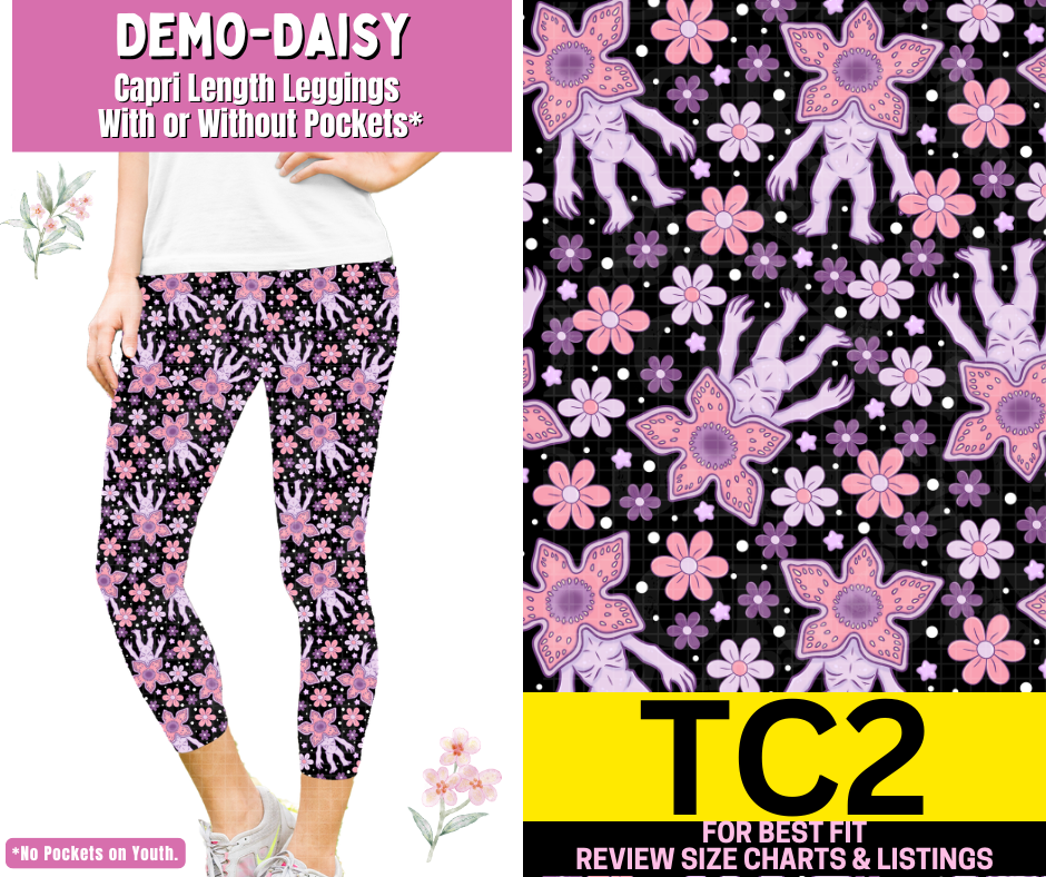 Demo-Daisy Capri Length Leggings w/ Pockets