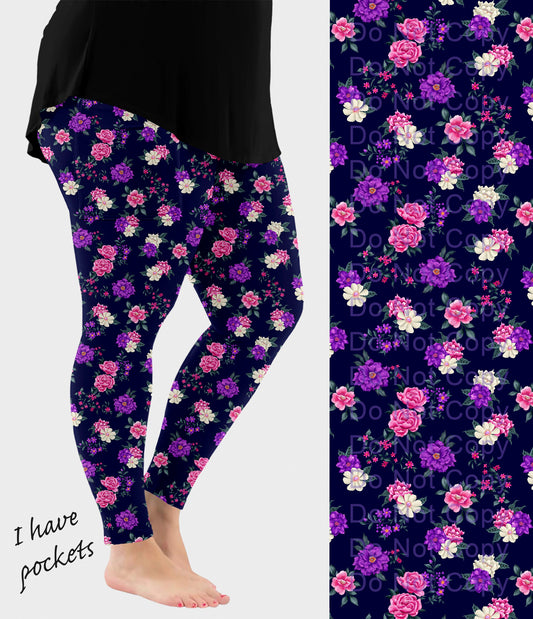RTS - Dreamy Blossoms Floral Leggings with Pockets