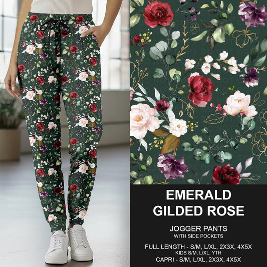 B277 - Preorder Emerald Gilded Rose Joggers (Closes 3/08. ETA: mid May) - Alonna's Legging Land