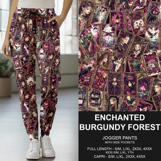 B276 - Preorder Enchanted Burgundy Forest Joggers (Closes 3/01. ETA: early May) - Alonna's Legging Land