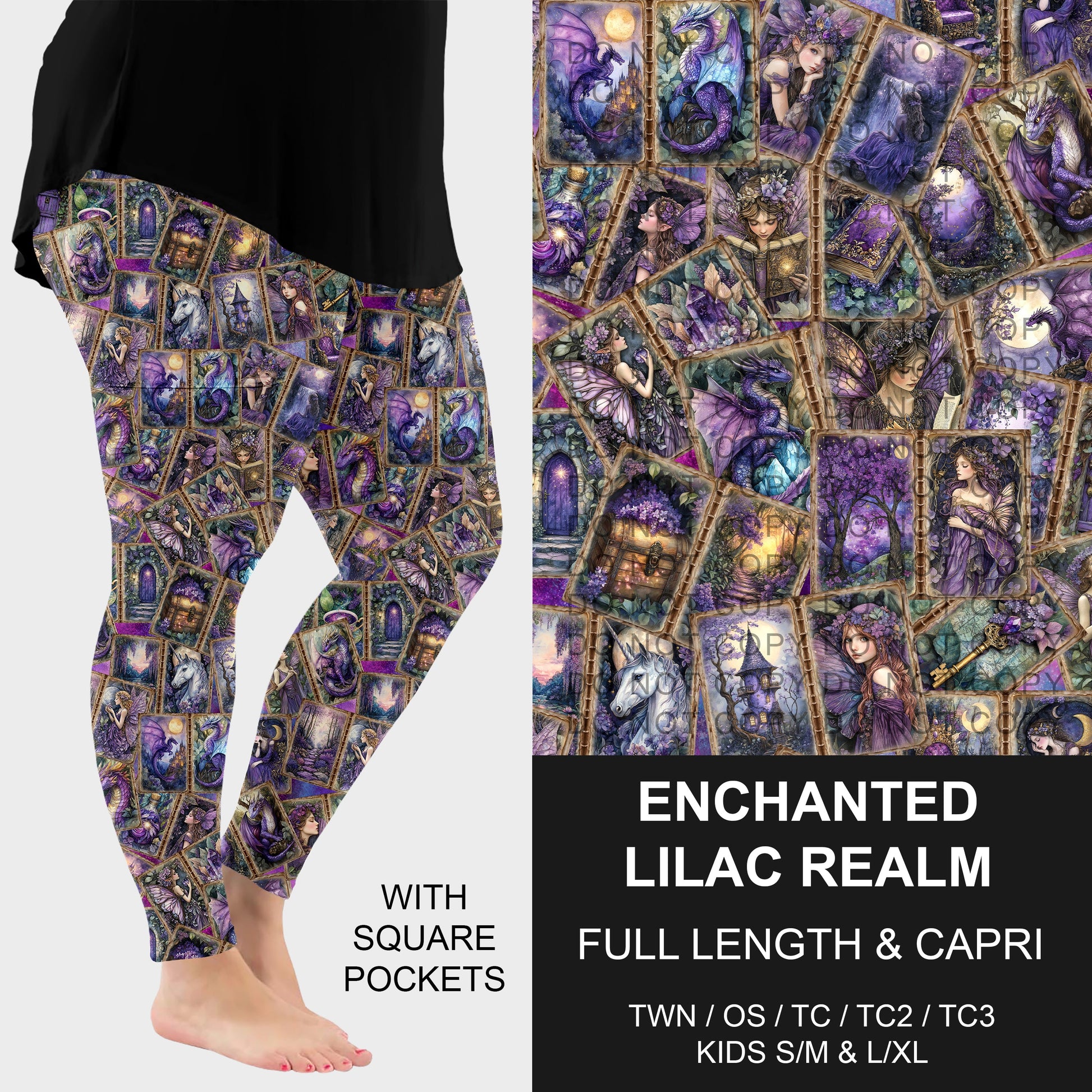 B276 - Preorder Enchanted Lilac Realm Leggings w/ Pockets (Closes 3/01. ETA: early May) - Alonna's Legging Land
