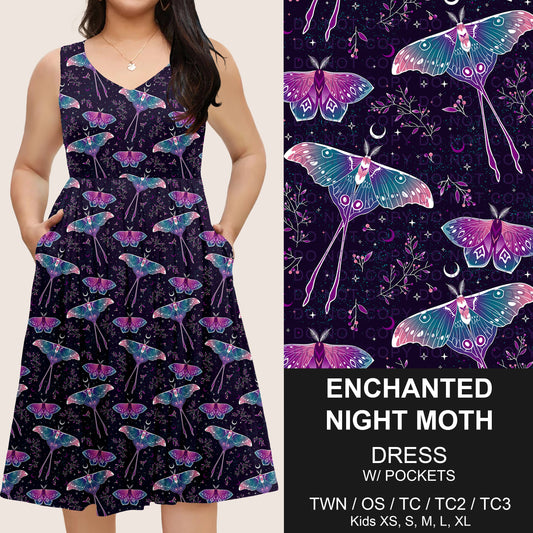 B275 - Preorder Enchanted Night Moth Sleeveless Pocket Dress (Closes 2/25. ETA: early May) - Alonna's Legging Land