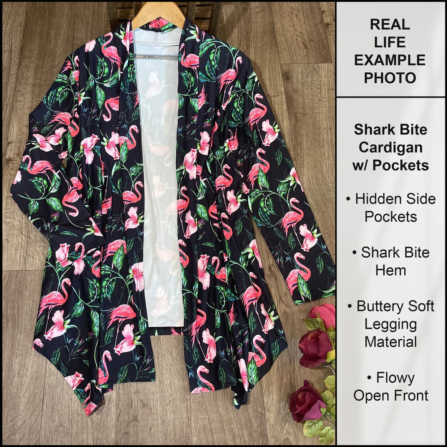 RTS - Elegant Blooms Cardigan w/ Pockets - Alonna's Legging Land