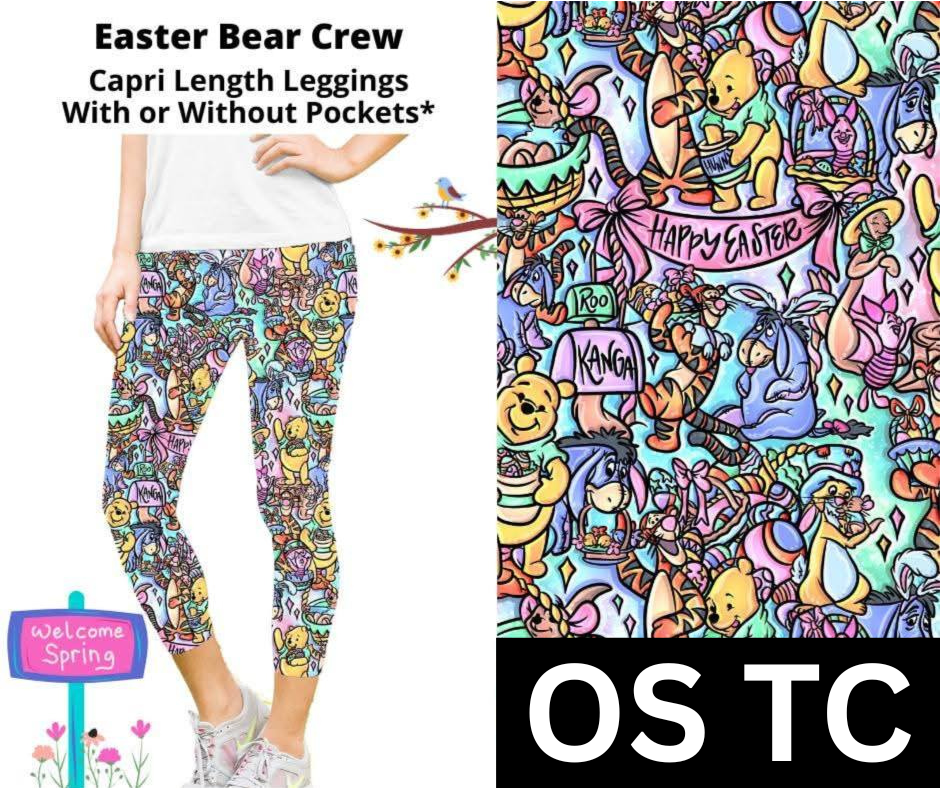 Easter Bear Crew Capri Length Leggings w/ Pockets