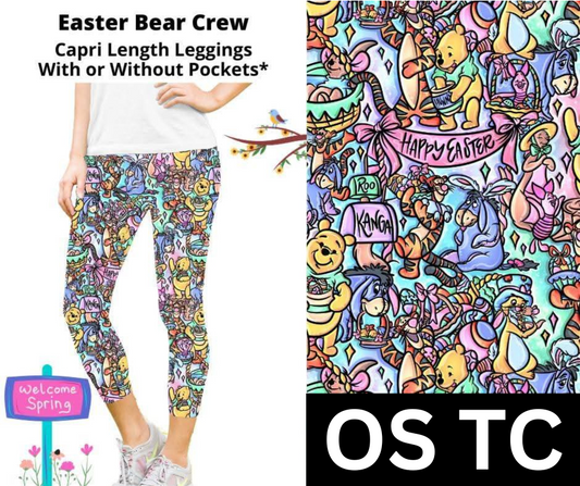 Easter Bear Crew Capri Length Leggings w/ Pockets