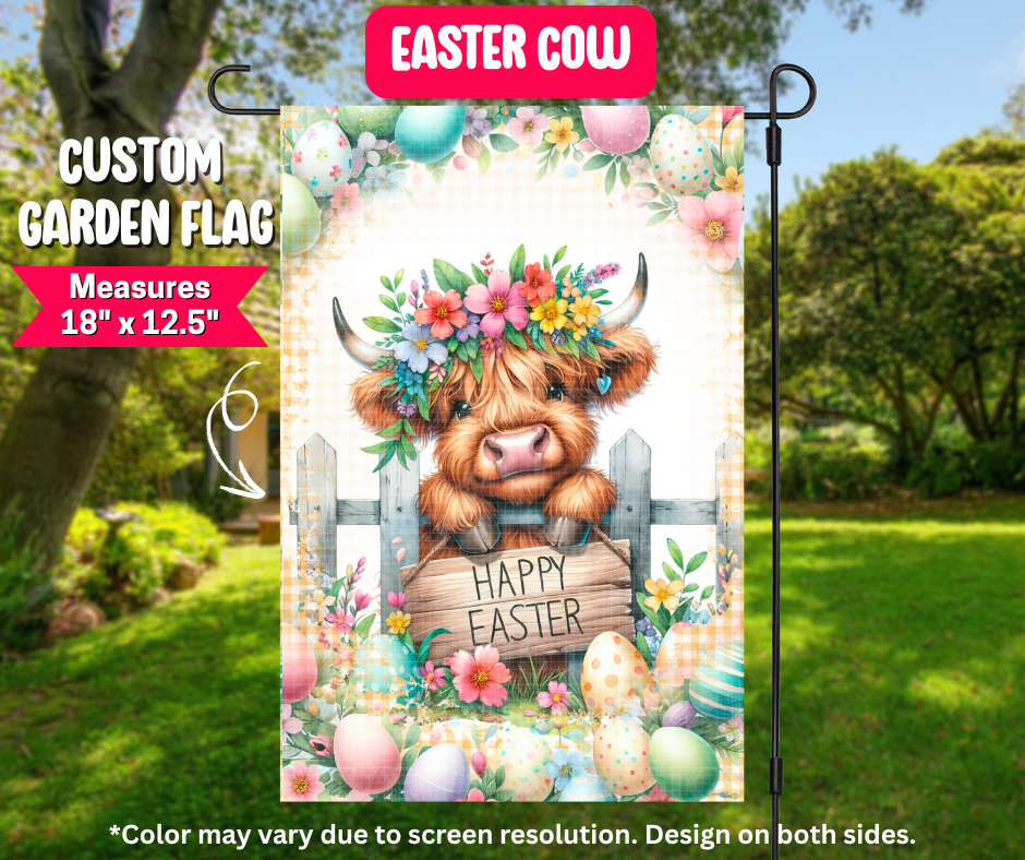 Easter Cow Garden Flag