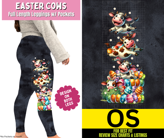 Easter Cows Full Length Leggings w/ Side Leg Designs