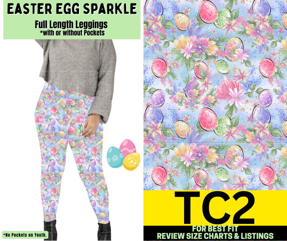 Easter Egg Sparkle Full Length Leggings w/ Pockets - Alonna's Legging Land