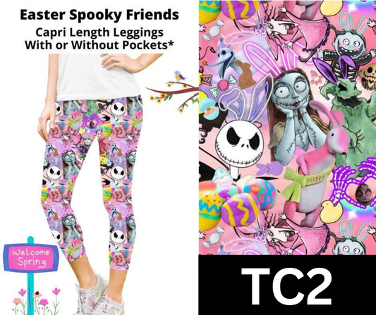 Easter Spooky Friends Capri Length Leggings w/ Pockets