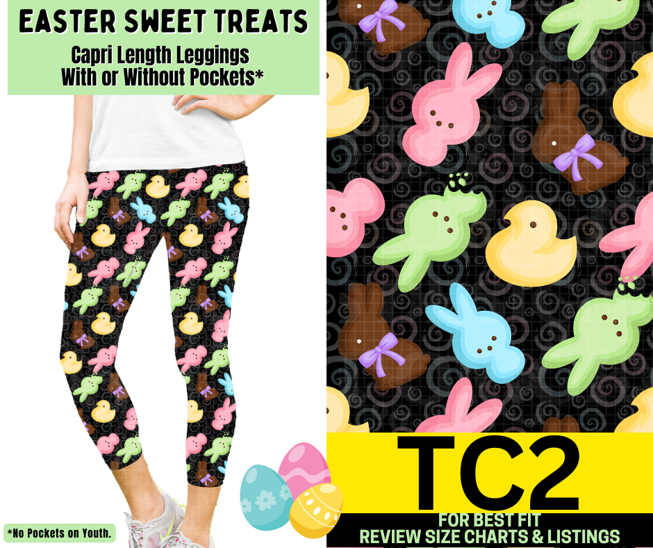 Easter Sweet Treats Capri Length Leggings w/ Pockets