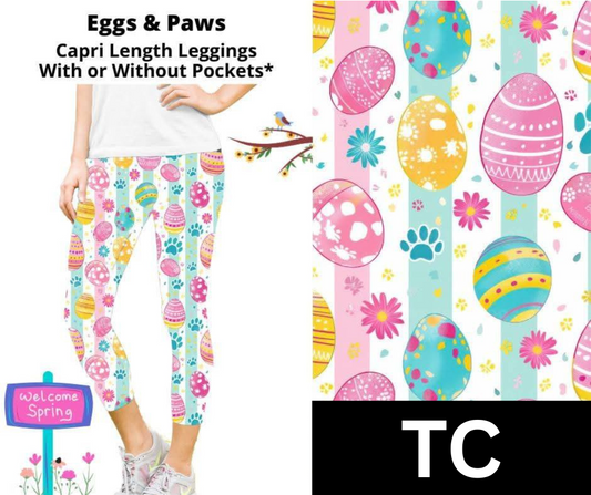 Eggs & Paws Capri Length Leggings w/ Pockets