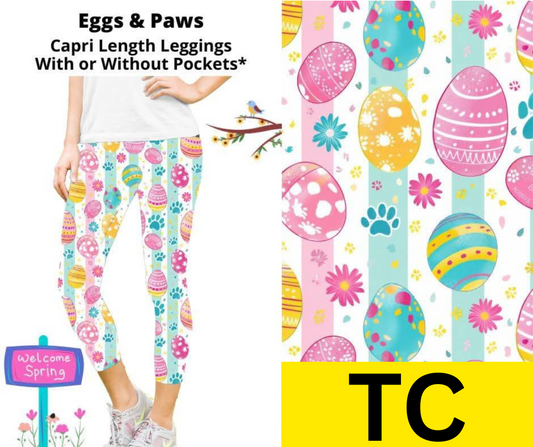 Eggs & Paws Capri Length Leggings w/ Pockets