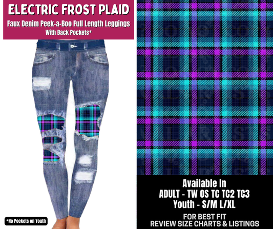 Preorder! Closes 8/6. ETA Nov. Electric Frost Plaid Full Length Faux Denim Peekaboo