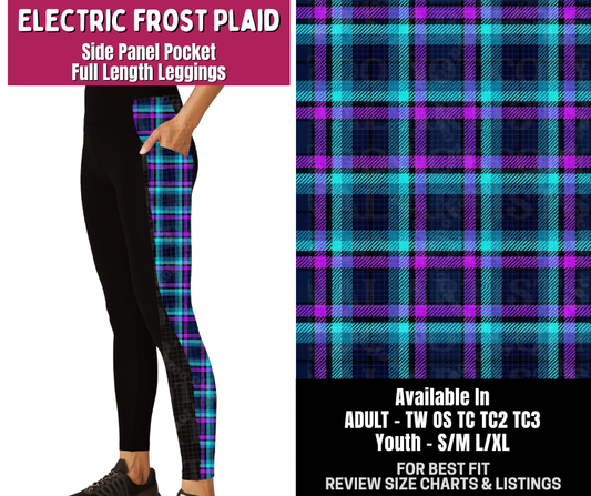 Preorder! Closes 8/6. ETA Nov. Electric Frost Plaid Side Panel Pocket Full Length Leggings
