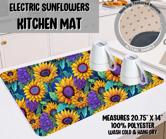 Preorder! Closes 5/22. ETA August. Electric Sunflowers Kitchen Mat