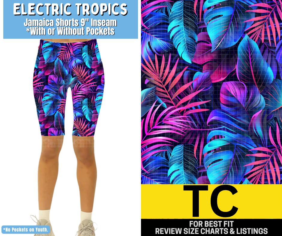 Electric Tropics Jamaica Shorts w/ Pockets - Alonna's Legging Land