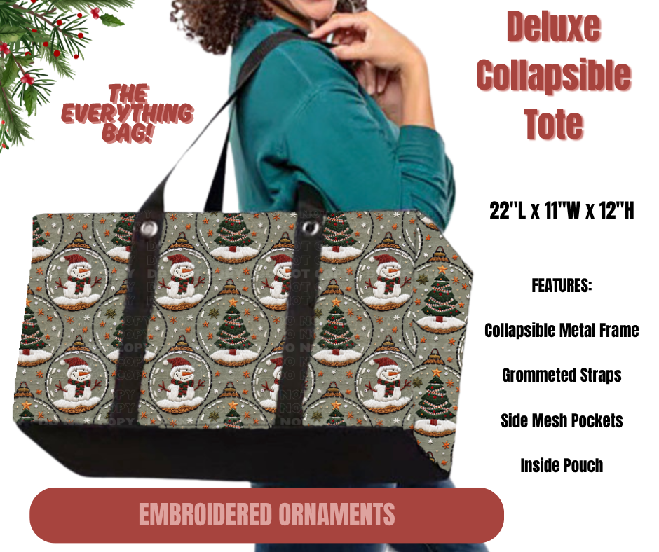 Preorder! Closes 9/1. ETA Dec. Embroidered Ornaments Collapsible Tote
