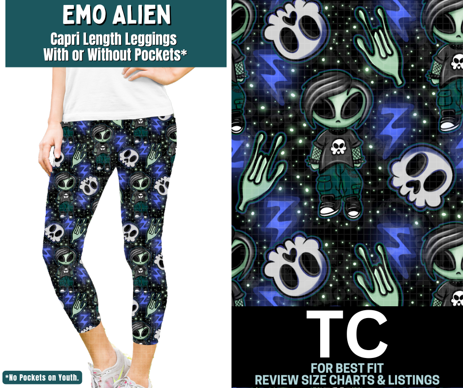 Emo Alien Capri Length Leggings w/ Pockets