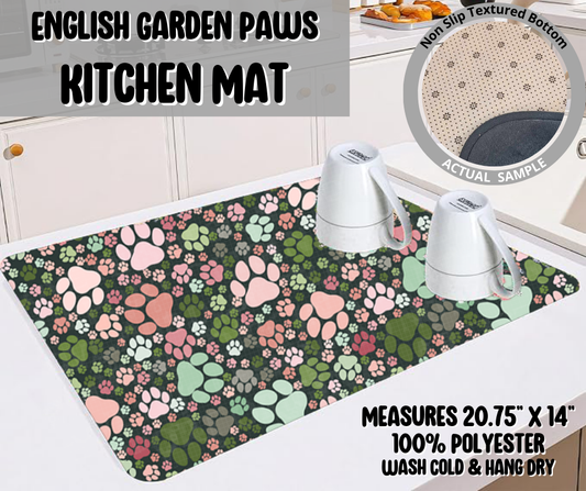 Preorder! Closes 5/22. ETA August. English Garden Paws Kitchen Mat