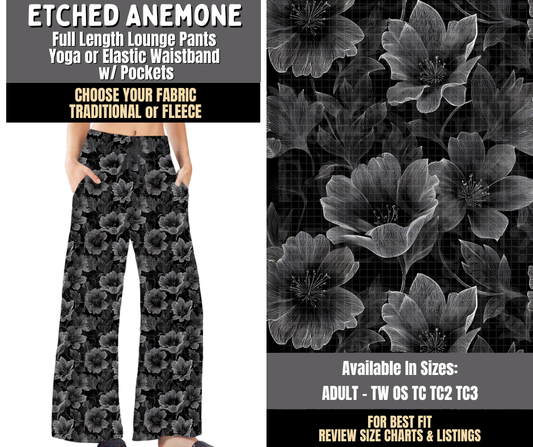 Preorder! Closes 8/3. ETA Nov. Etched Anemone Lounge Pants Choose Fleece or Traditional