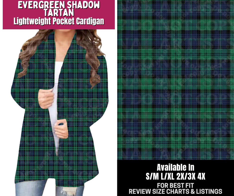 Preorder! Closes 8/6. ETA Nov. Evergreen Shadow Tartan Pocket Cardigan