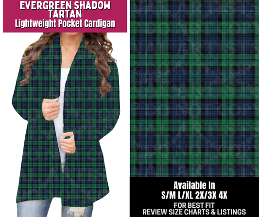 Preorder! Closes 8/6. ETA Nov. Evergreen Shadow Tartan Pocket Cardigan