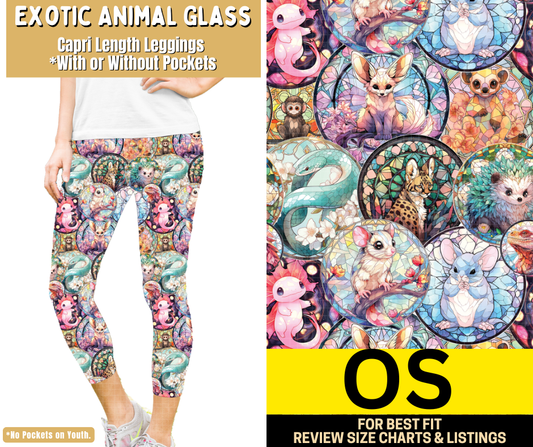 Exotic Animals Glass Capri Length Leggings w/ Pockets