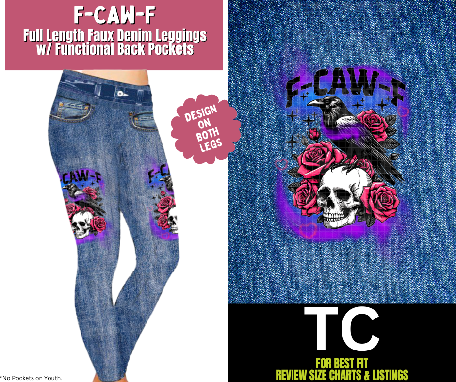 F-Caw-F Full Length Faux Denim w/ Side Leg Designs