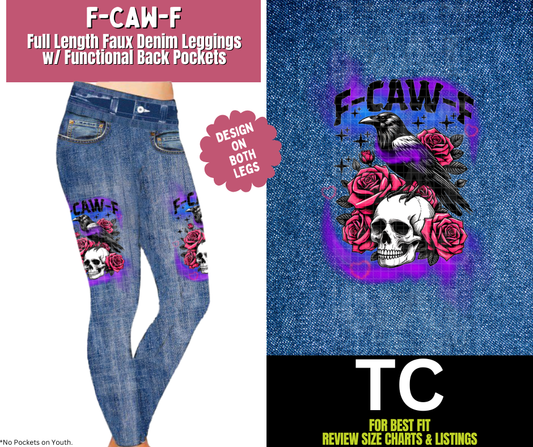 F-Caw-F Full Length Faux Denim w/ Side Leg Designs