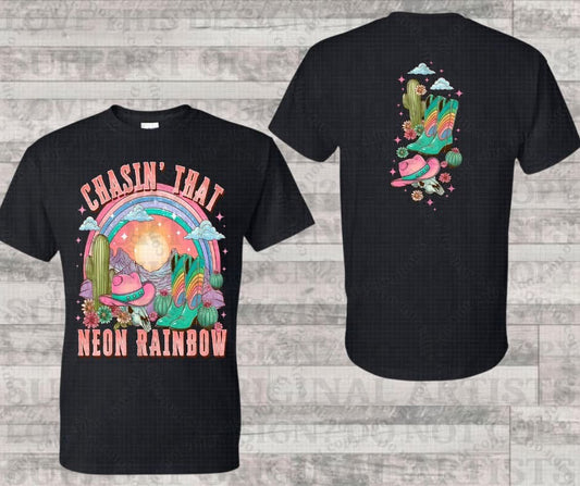 Neon Rainbow Double Sided Tee- Run 304 Closing 4-30