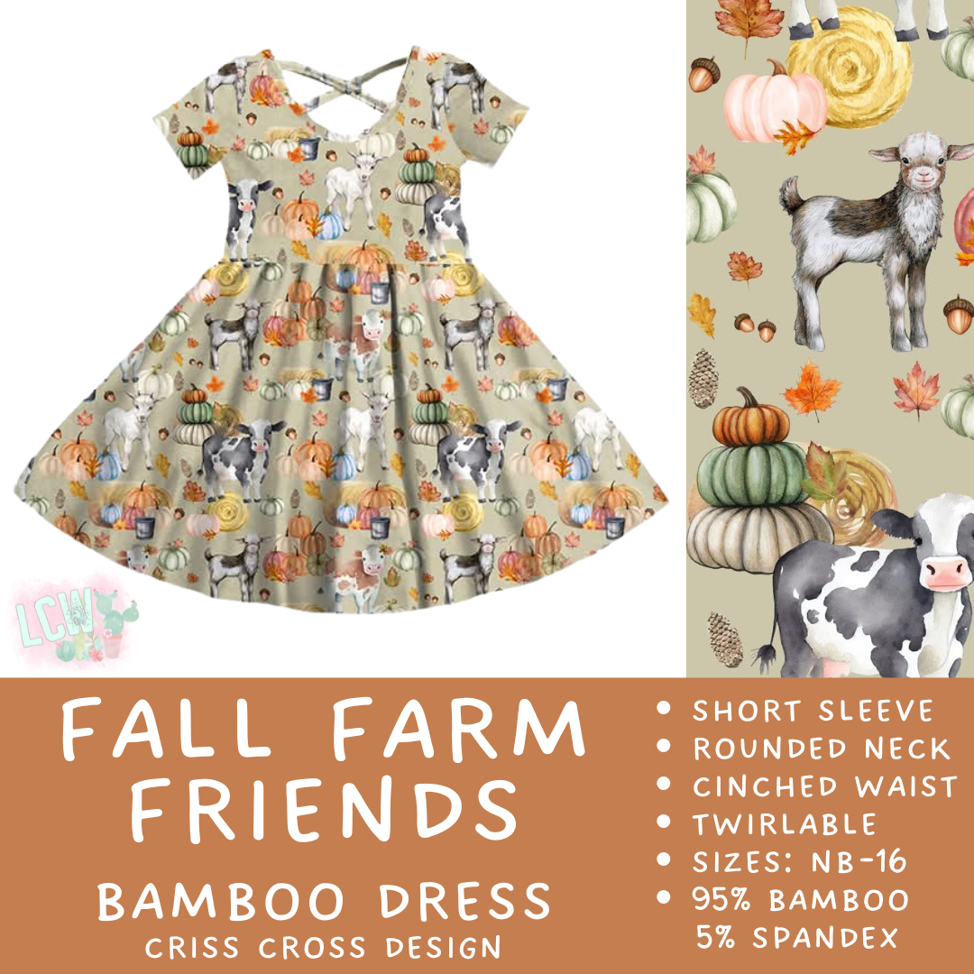 Ready to Ship - Fall Farm Friends Criss-Cross Bamboo Dress - 3T, 4T & 5T