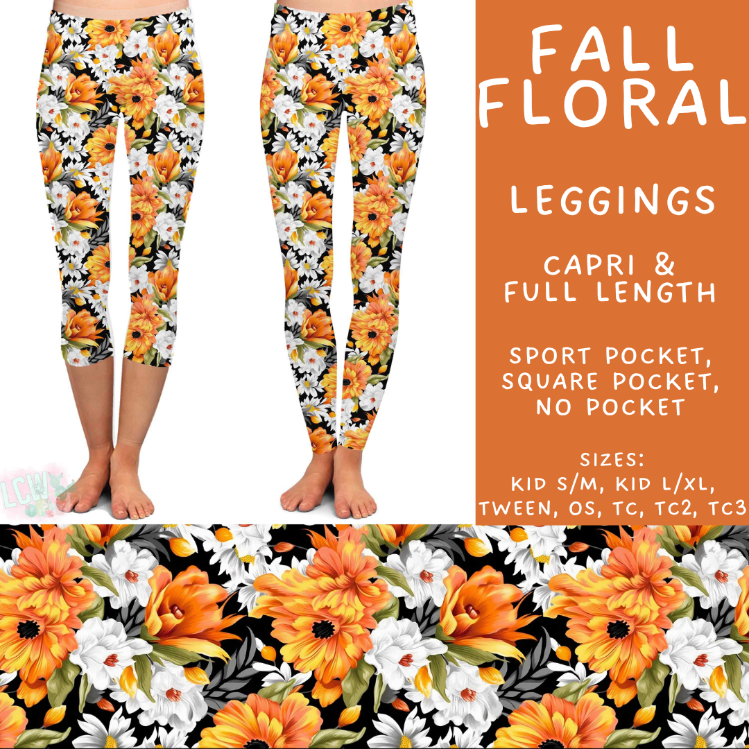 Batch #575 - Fun Run 26 - Closes 8/26 - ETA late October - Fall Floral Full and Capri Length Leggings