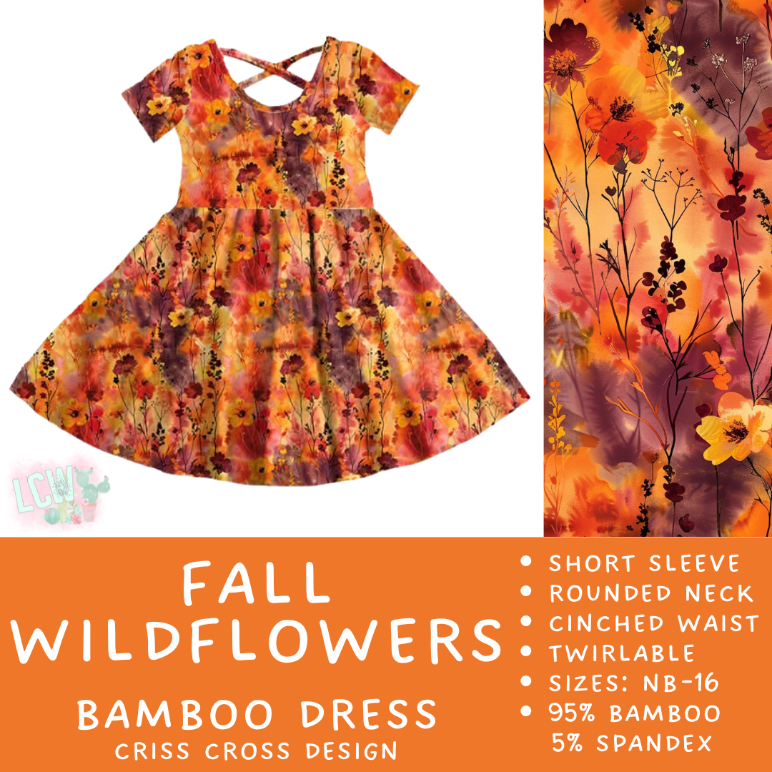Ready to Ship - Fall Wildflowers Criss-Cross Bamboo Dress - 3T, 4T & 5T