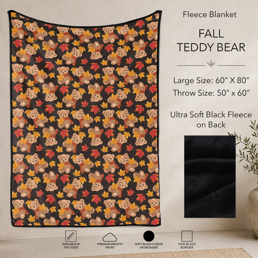B304 - Pre-Order Fall Teddy Bear Fleece Blanket (Closes 7/31. ETA: early Oct)