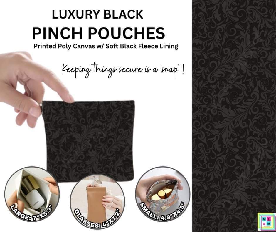 Luxury Black Pinch Pouches in 3 Sizes