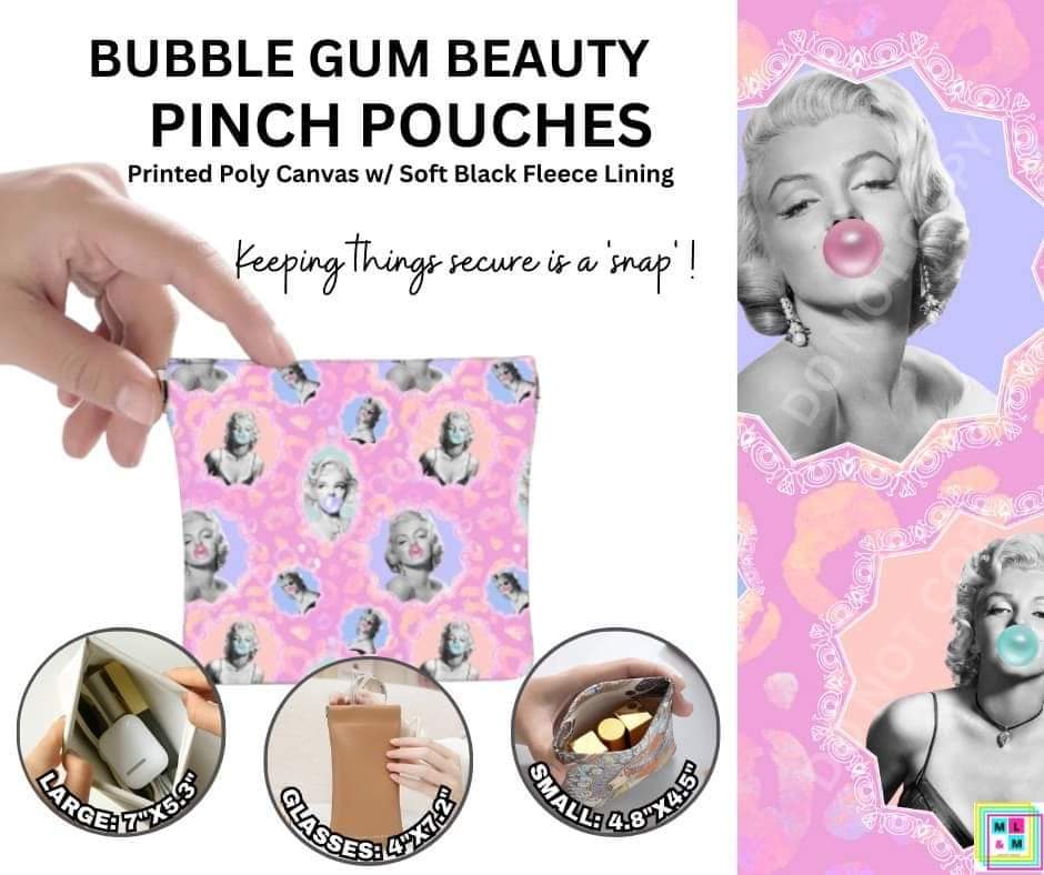 Bubble Gum Beauty Pinch Pouches in 3 Sizes