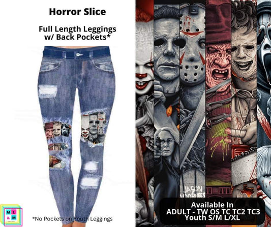 Horror Slice Faux Denim Full Length Peekaboo Leggings