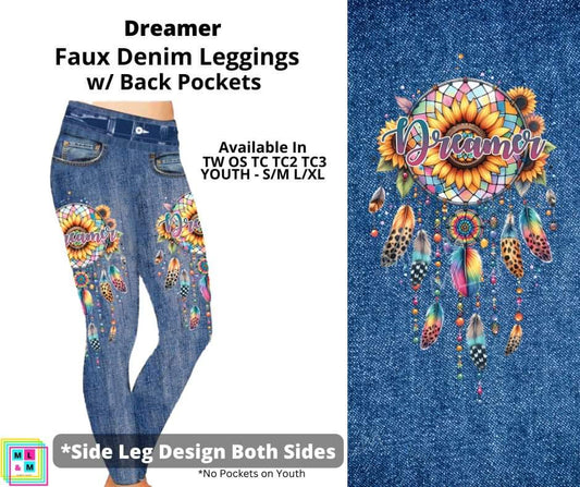 Dreamer Full Length Faux Denim w/ Side Leg Designs