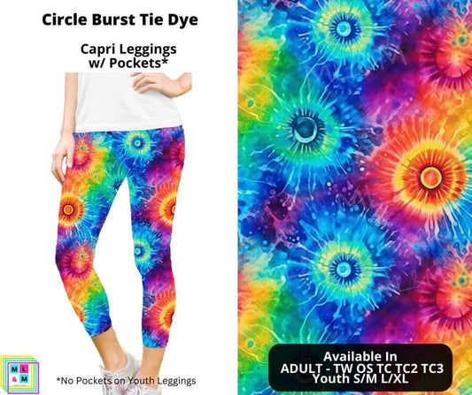 Circle Burst Tie Dye Capri Length w/ Pockets