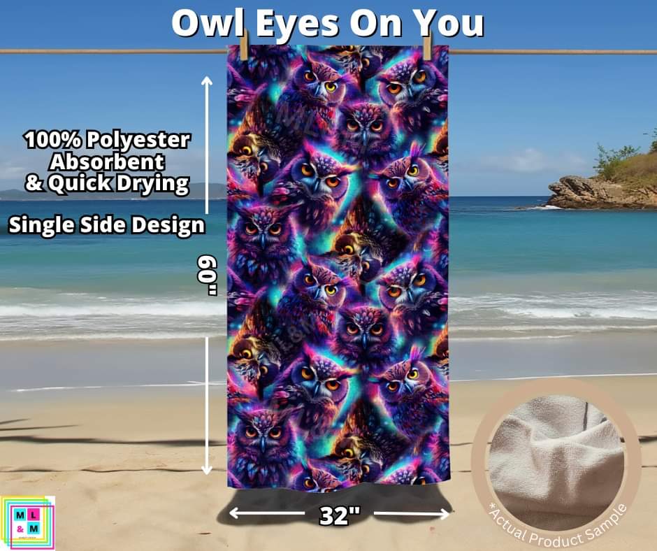 Preorder! Closes 3/11. ETA June. Owl Eyes On You Towel - Alonna's Legging Land