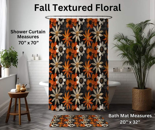 Fall Textured Floral Custom Bath Mat - Alonna's Legging Land